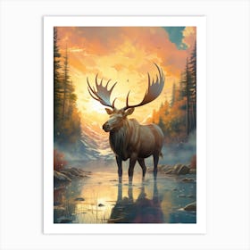 Moose in the forest Art Print