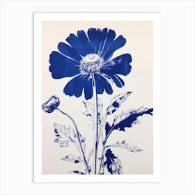 Blue Botanical Daisy 3 Art Print