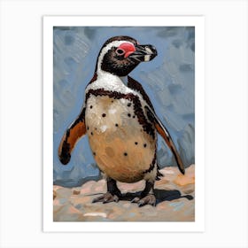 African Penguin Cuverville Island Oil Painting 2 Art Print
