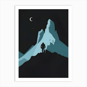 Mountaineer At Night, Backpacking and camping essentials, Hiking gear for remote trails, Camping under the starry sky, Scenic hiking routes for beginners, Camping by the riverside, Solo hiking adventures in the wilderness, Camping with family in national parks, Hiking and camping safety tips, Budget-friendly camping equipment, Hiking trails and campgrounds near me. Art Print