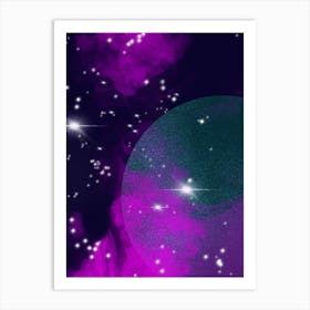 Luminescent space #1 - space neon art, nebula Art Print