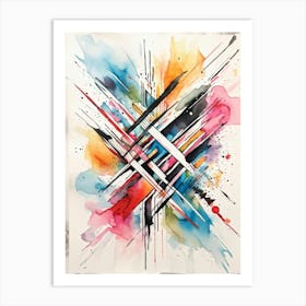 Abstract Design Hand Drawn Arrows And Markings Swirling Pattern Overlapping Lines Varying Line T (4) Art Print