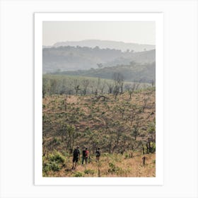 People Hiking In The Mountains Of Guinea In West Africa Art Print