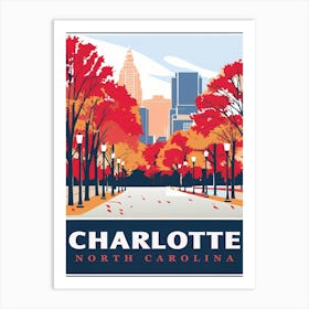 Charlotte City In Autumn North Carolina Art Print