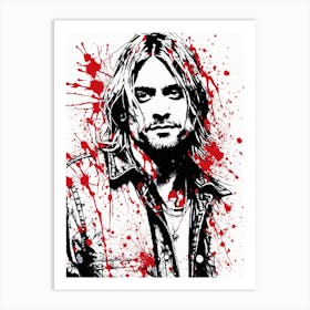 Kurt Cobain Portrait Ink Painting (21) Art Print