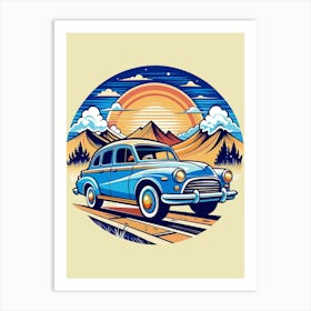 Vintage Car On The Road Art Print