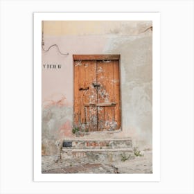 Old Wooden Door At Vico 6 In Italy Art Print