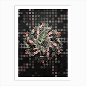 Vintage Angular Solomon's Seal Flower Wreath on Dot Bokeh Pattern Art Print