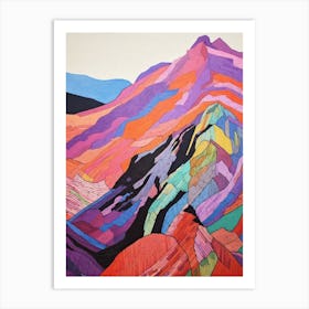 Slieve Donard England Colourful Mountain Illustration Art Print