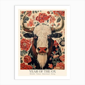 Chinese Lunar Year Of The Ox 3 William Morris Style Art Print