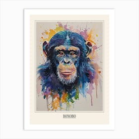 Bonobo Colourful Watercolour 3 Poster Art Print