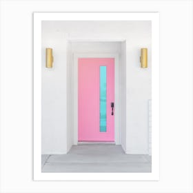 Pink Door With A Blue Window In Palm Springs California Art Print