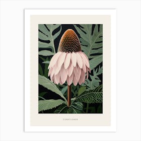 Flower Illustration Coneflower 4 Poster Art Print