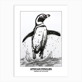 Penguin Jumping Out Of Water Poster Art Print