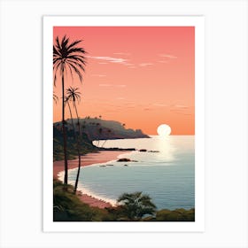 Illustration Of Half Moon Bay Antigua In Pink Tones 4 Art Print