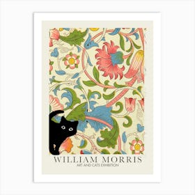 William Morris Peekaboo Cat Lodden 3 Flower Botanical Art Print