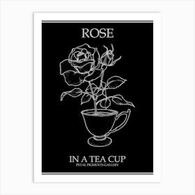 Rose In A Tea Cup Line Drawing 1 Poster Inverted Art Print