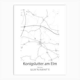 Konigslutter Am Elm,Germany Minimalist Map Art Print