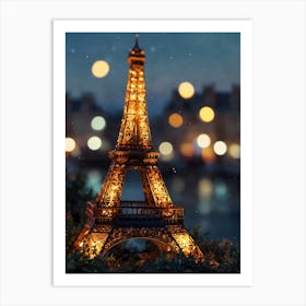 Eiffel Tower At Night Art Print