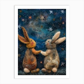 Rabbits In The Night Sky 2 Art Print