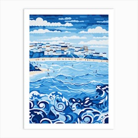 A Picture Of St Ives Bay Cornwall Linocut 4 Art Print