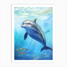 Happy Dolphin In Ocean 5 Art Print