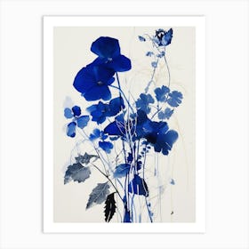 Blue Botanical Veronica Flower 1 Art Print