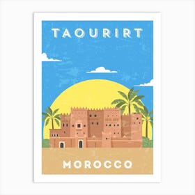 Taourirt, Morocco — Retro travel minimalist poster Art Print