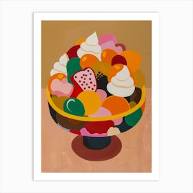 Fruit Trifle Beige & Pink Illustration Art Print