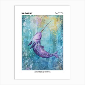 Narwhal Pastel Watercolour 1 Poster Art Print