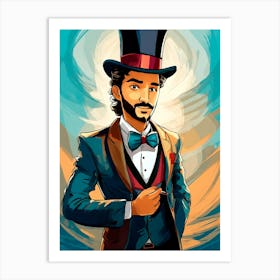 Man In Top Hat Art Print