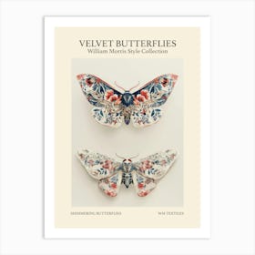 Velvet Butterflies Collection Shimmering Butterflies William Morris Style 8 Art Print