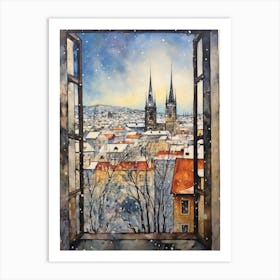 Winter Cityscape Prague Czech Republic 2 Art Print