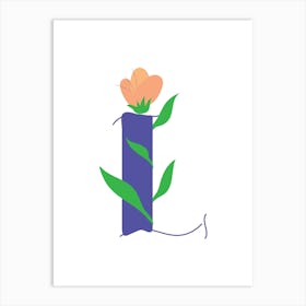 Living Room Floral Letters Purple 12 Art Print