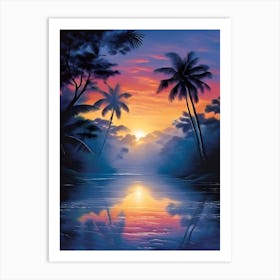 Sunset Over The Water Art Print