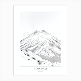 Cotopaxi Ecuador Line Drawing 6 Poster Art Print