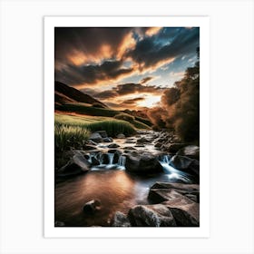 Sunset Over A Stream 5 Art Print