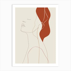 Portrait Of A Woman Aesthetic Minimalist Line Art Monoline Illustration Art Print