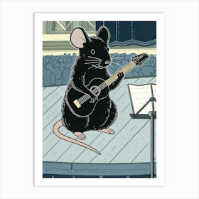 Rat Playing Guitar Art Print