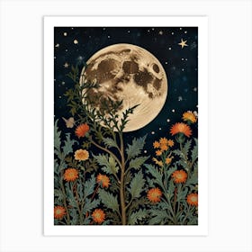 Moon And Flowers Style William Morris 22 Art Print