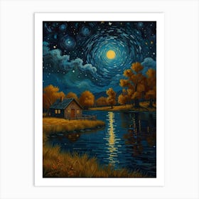 Night By The Lake 15 Art Print