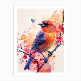 Bird Perched On A Branch Art Print