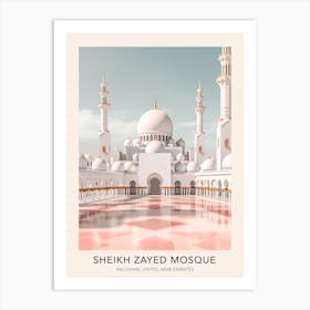 The Sheikh Zayed Mosque Abu Dhabi United Arab Emirates Travel Poster Art Print