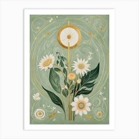 Green And Gold Bouquet Art Print