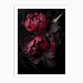 Black absolute trend, dark red peony, Black Shik, bedroom print art Art Print