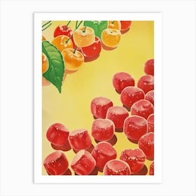 Cherry Jelly Sweets Retro Illustration Art Print