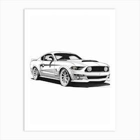 Ford Mustang Line Drawing 20 Art Print