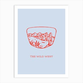 The Wild West Blue & Red Art Print