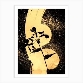 Gold Abstract Flower Art Print