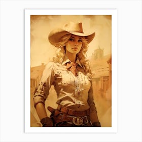 Vintage Style Cowgirl 2 Art Print